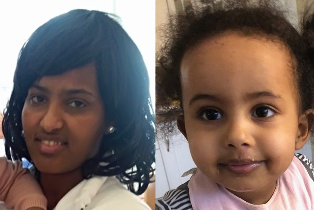 25-årige Ezwti Ghebrehiwet Tkue og hendes datter Elyana Aron Mussie, kaldet "Ellie" på 1 ½ år er begge eftersøgt af politiet. (Politifoto)