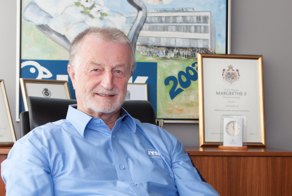 Købmanden og dyne-kongen, Lars Larsen er død. Foto: Jysk.